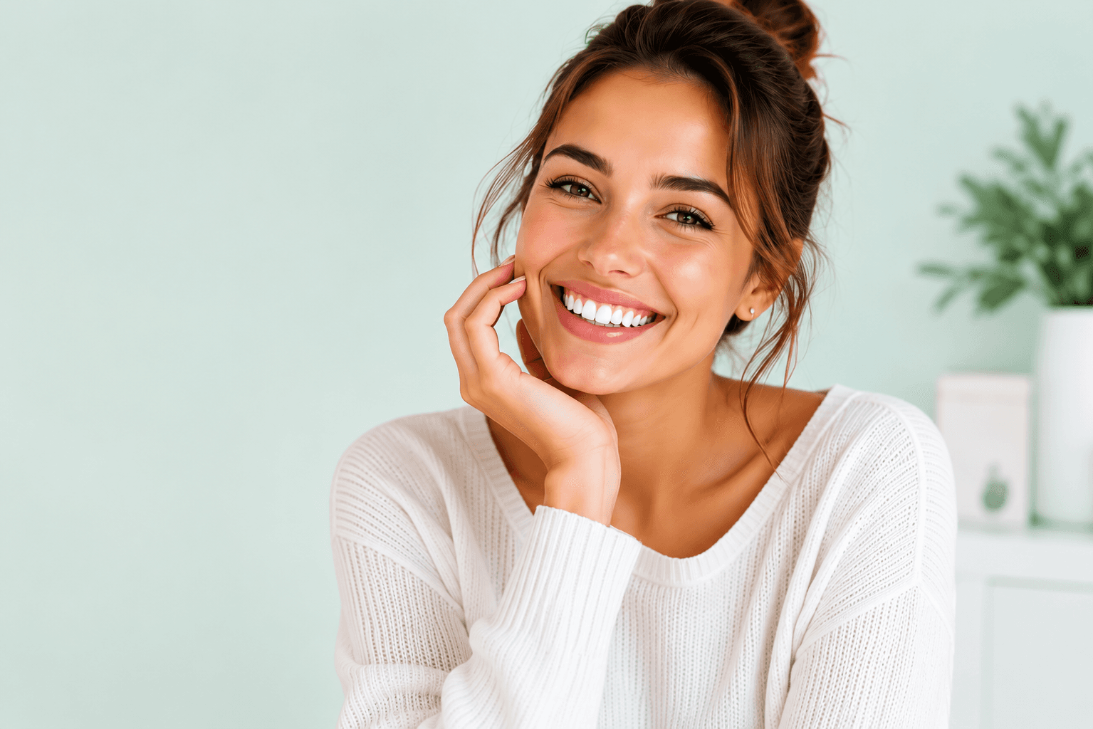 Smiling DentalCare patient with bright healthy teeth